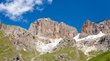 Il Passo Gardena Montagne rocciose con prati verdi e cielo blu limpido sopra